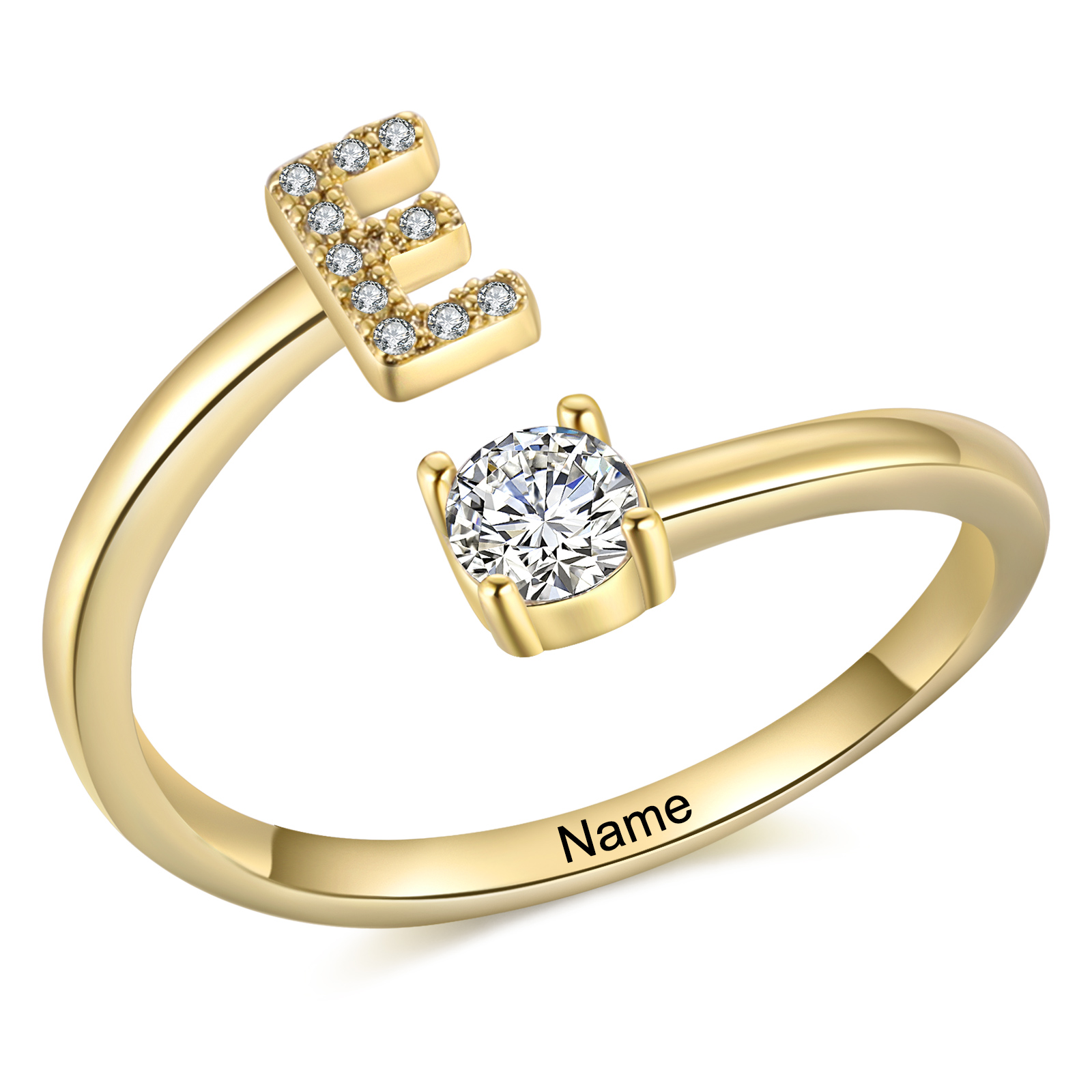 Personalised Initial & Name Open Ring Elegant Custom Gift for Her-Jessemade AU