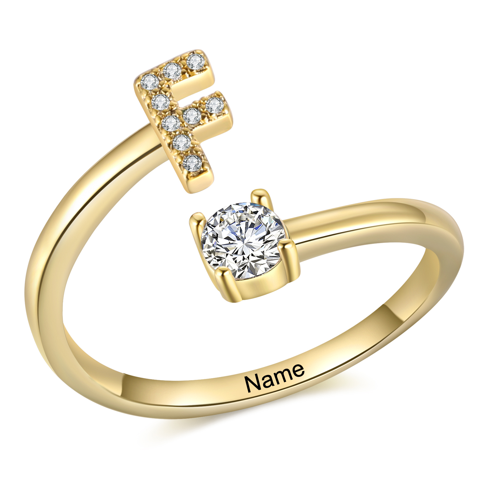 Personalised Initial & Name Open Ring Elegant Custom Gift for Her-Jessemade AU