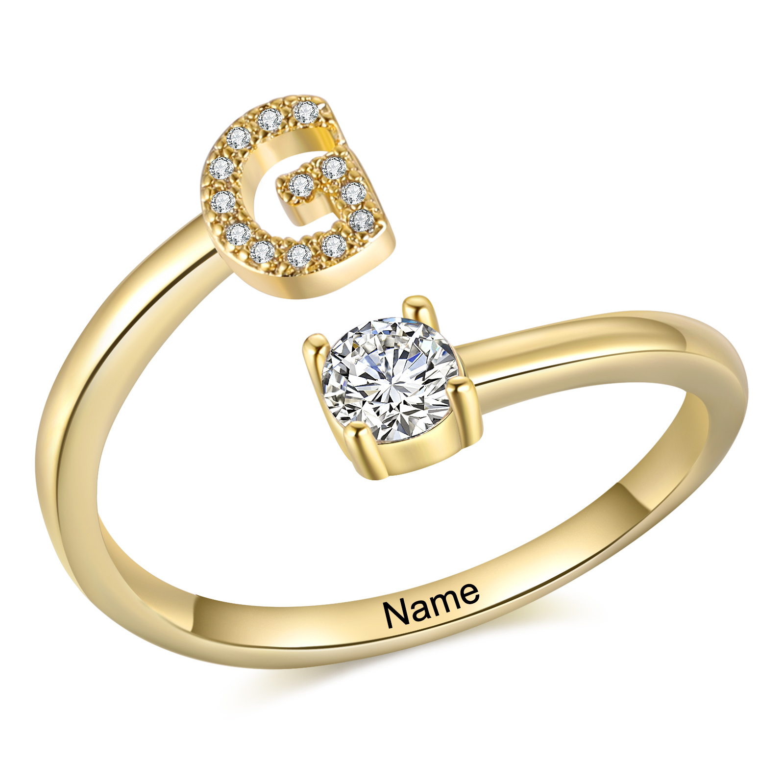 Personalised Initial & Name Open Ring Elegant Custom Gift for Her-Jessemade AU