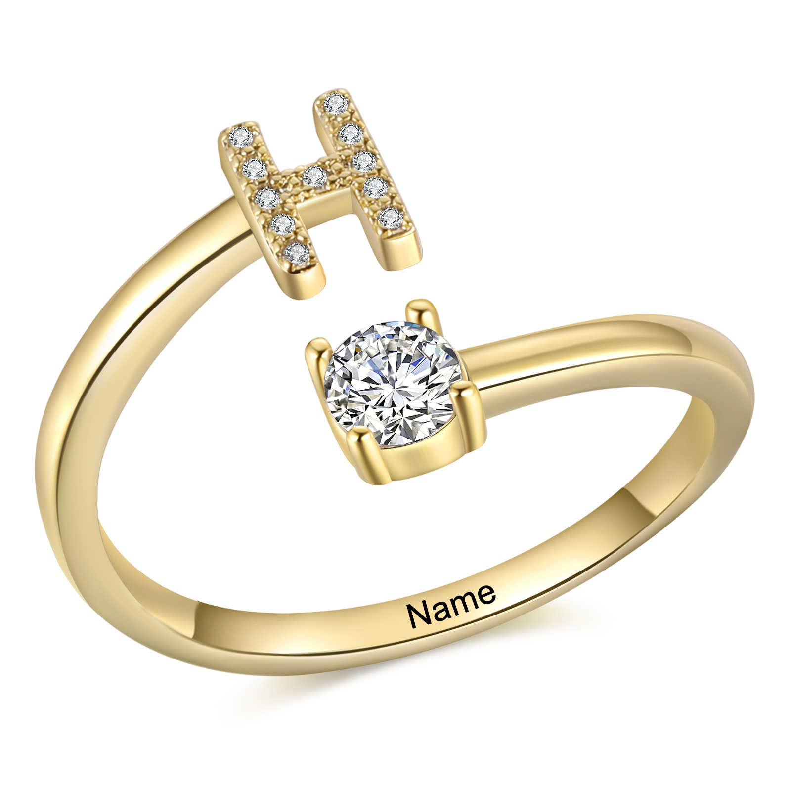Personalised Initial & Name Open Ring Elegant Custom Gift for Her-Jessemade AU