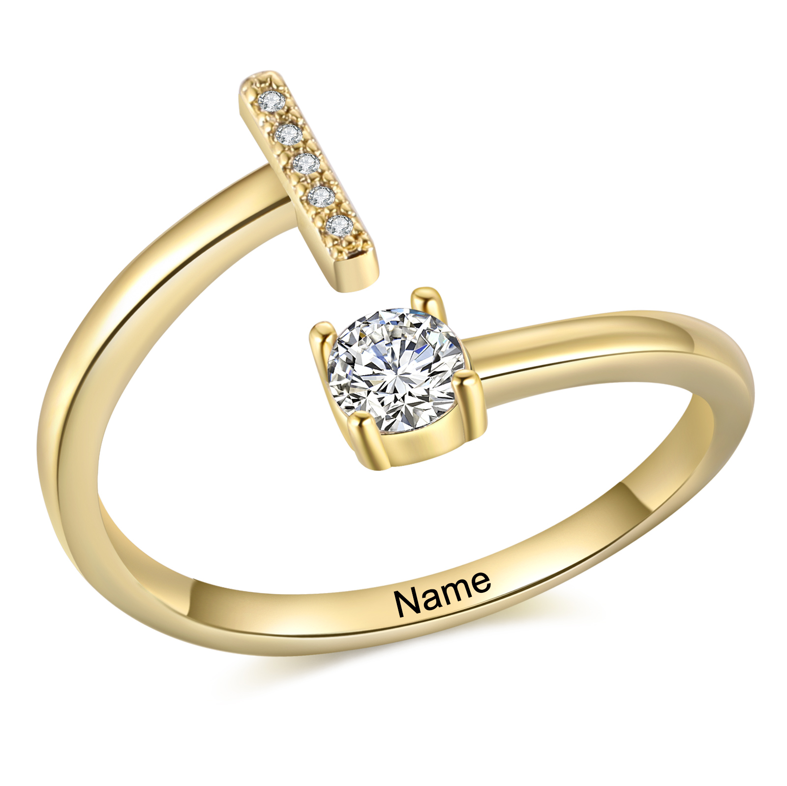 Personalised Initial & Name Open Ring Elegant Custom Gift for Her-Jessemade AU