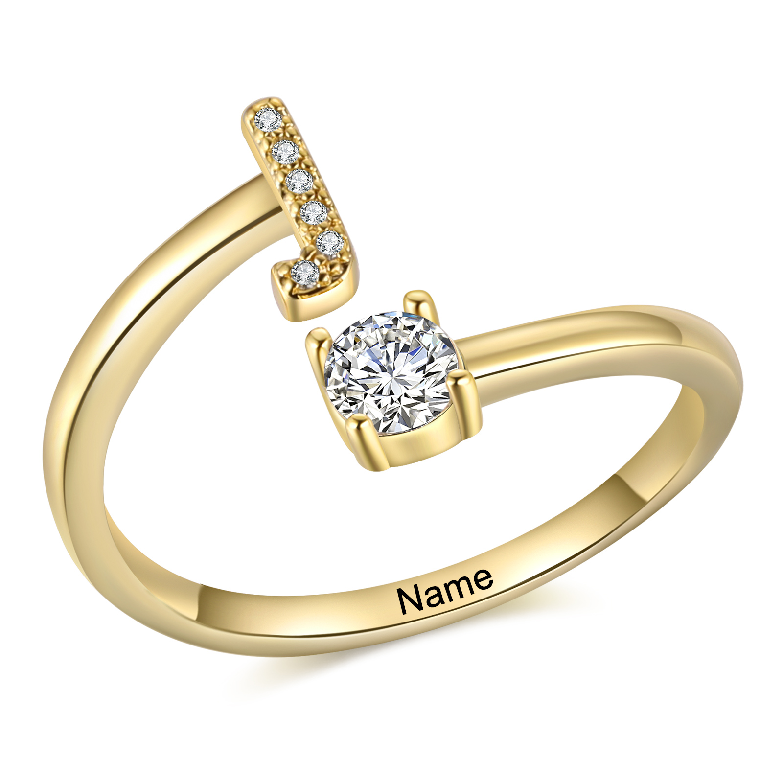 Personalised Initial & Name Open Ring Elegant Custom Gift for Her-Jessemade AU