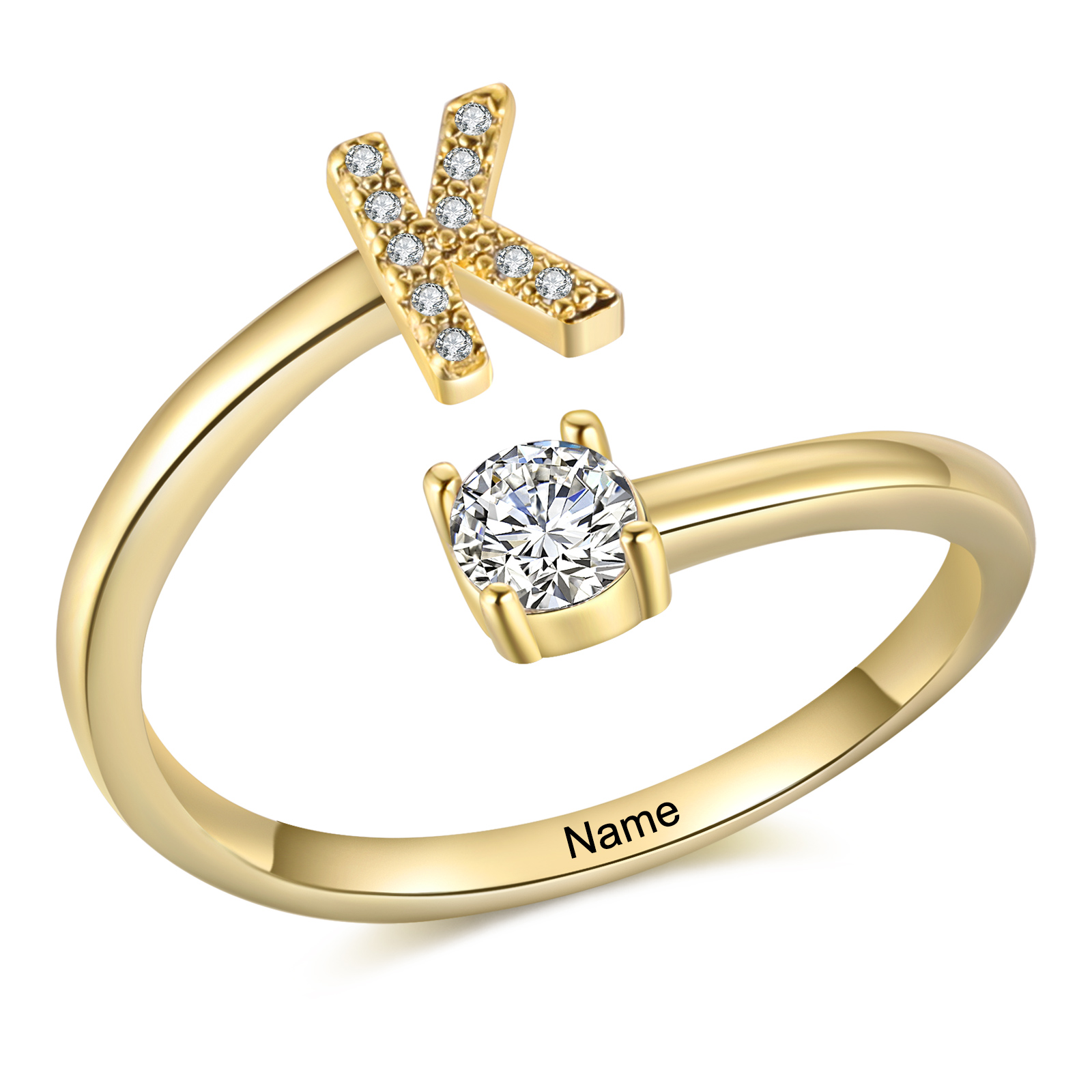 Personalised Initial & Name Open Ring Elegant Custom Gift for Her-Jessemade AU