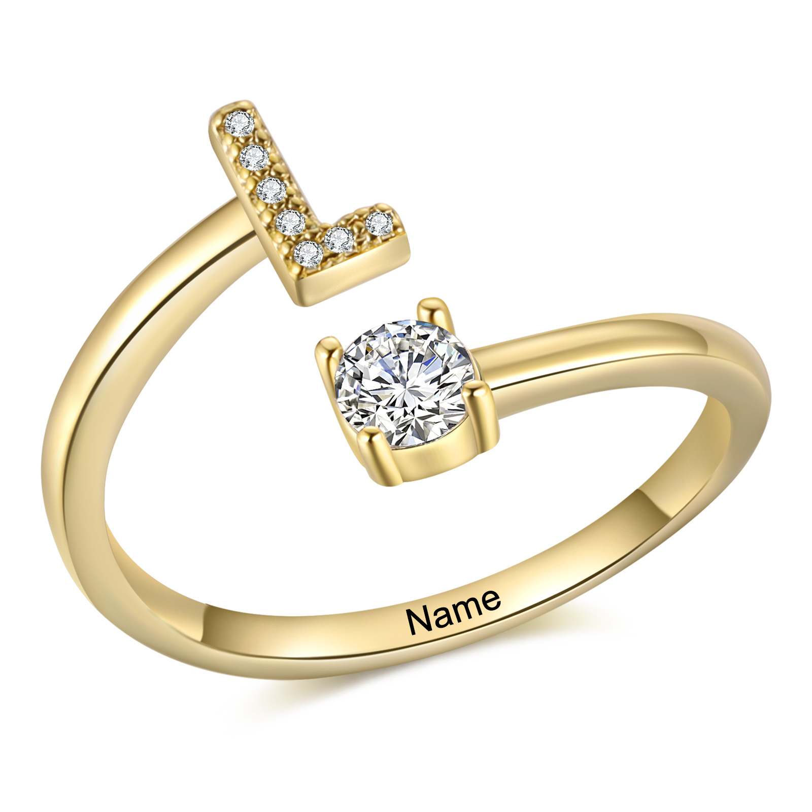 Personalised Initial & Name Open Ring Elegant Custom Gift for Her-Jessemade AU