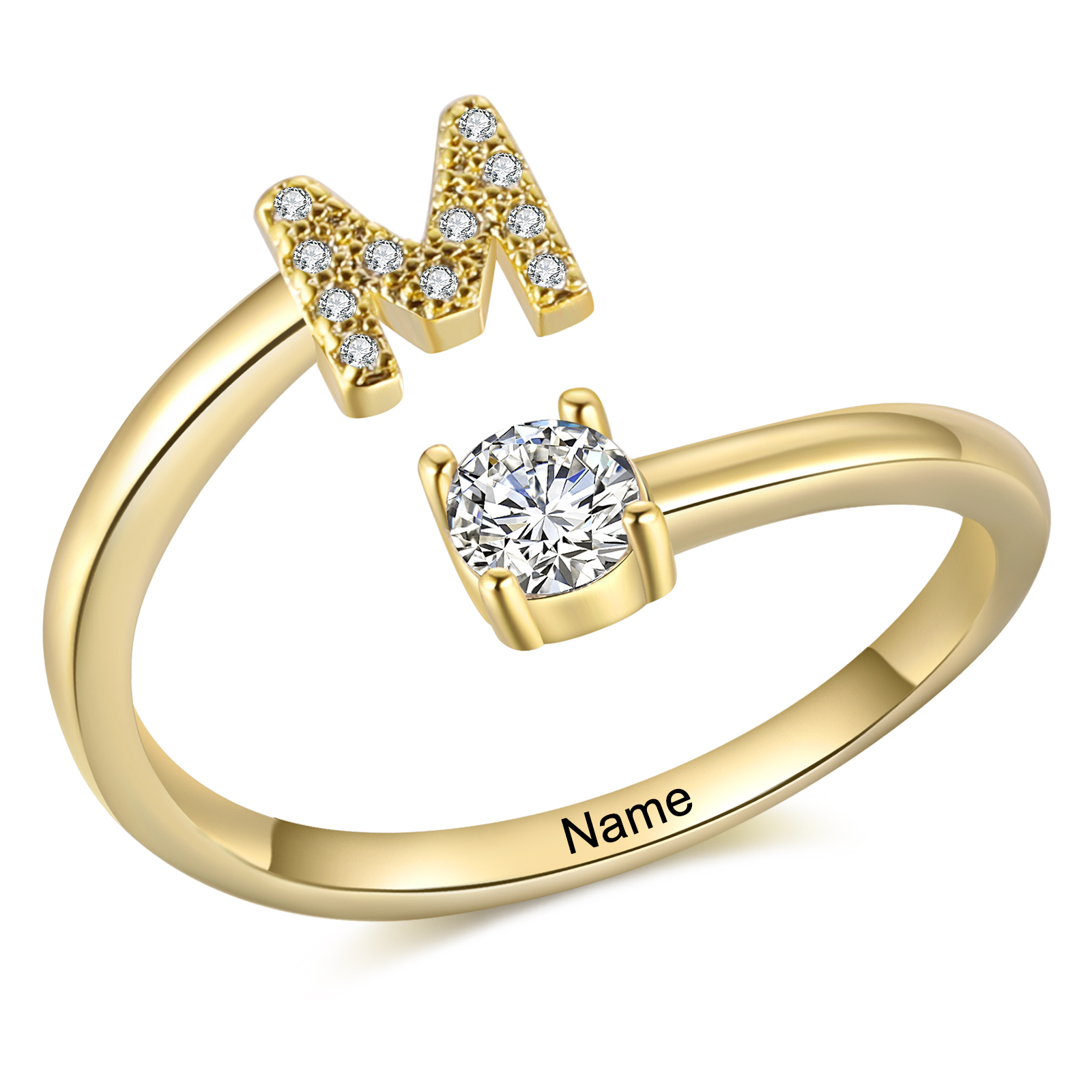 Personalised Initial & Name Open Ring Elegant Custom Gift for Her-Jessemade AU