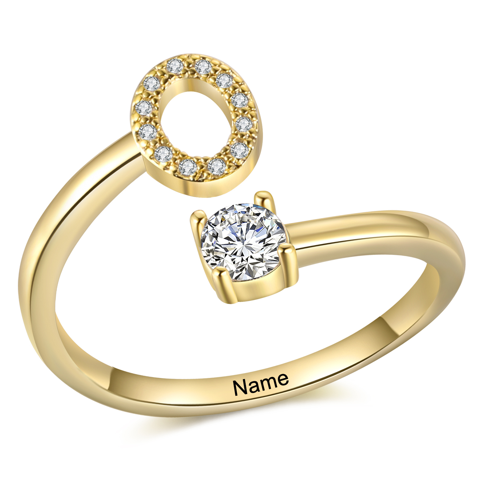 Personalised Initial & Name Open Ring Elegant Custom Gift for Her-Jessemade AU
