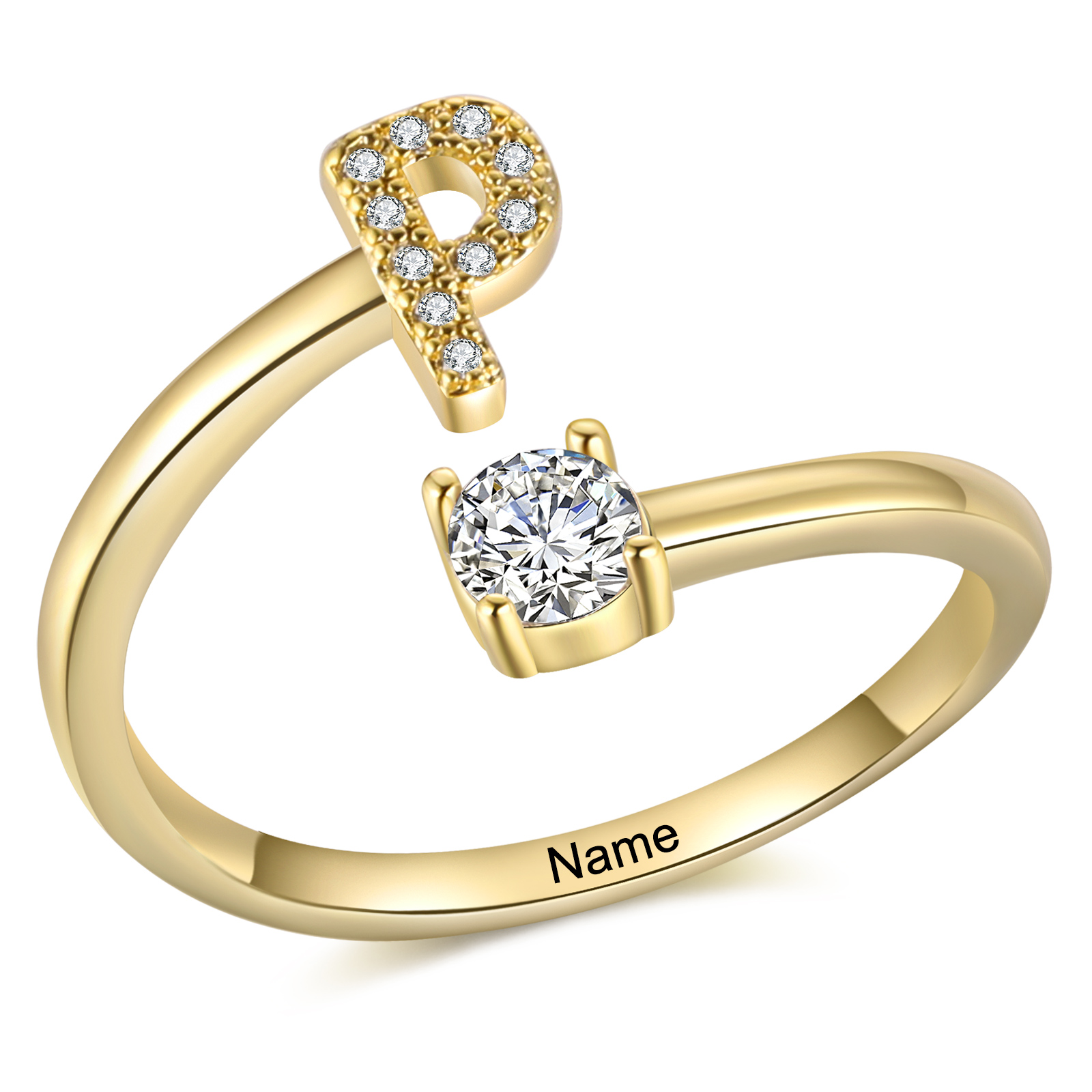 Personalised Initial & Name Open Ring Elegant Custom Gift for Her-Jessemade AU