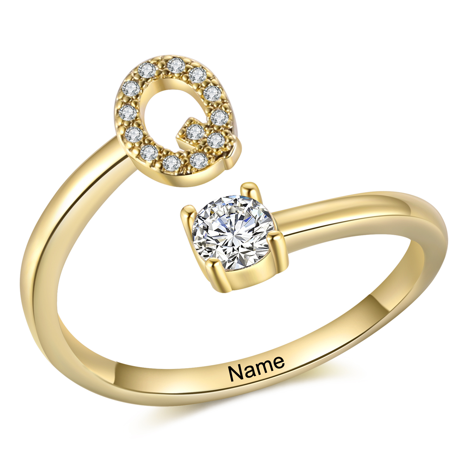 Personalised Initial & Name Open Ring Elegant Custom Gift for Her-Jessemade AU