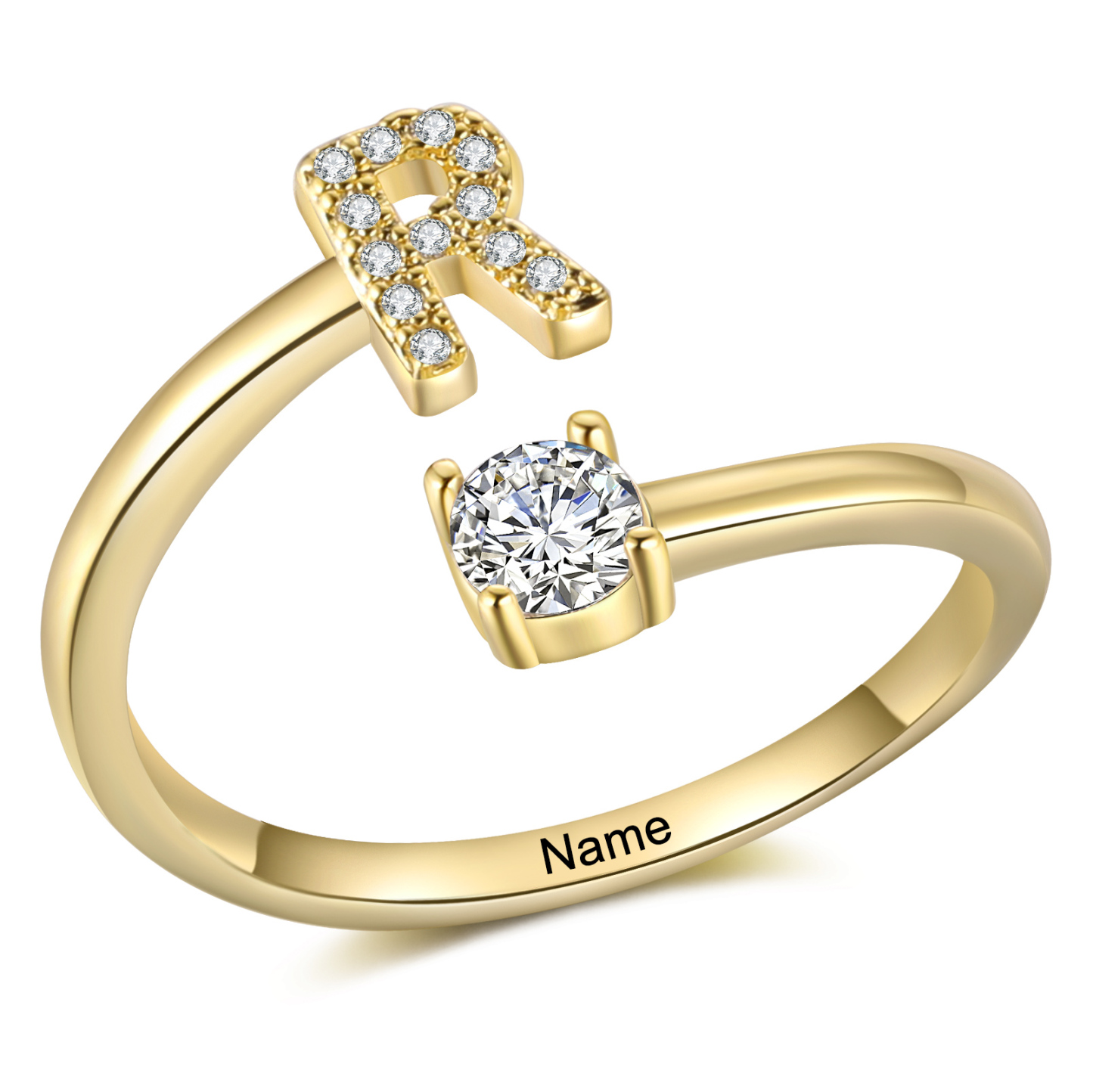 Personalised Initial & Name Open Ring Elegant Custom Gift for Her-Jessemade AU