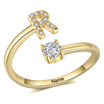 Personalised Initial & Name Open Ring Elegant Custom Gift for Her-Jessemade AU