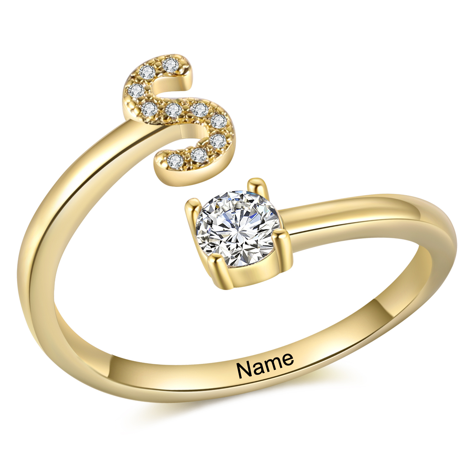 Personalised Initial & Name Open Ring Elegant Custom Gift for Her-Jessemade AU
