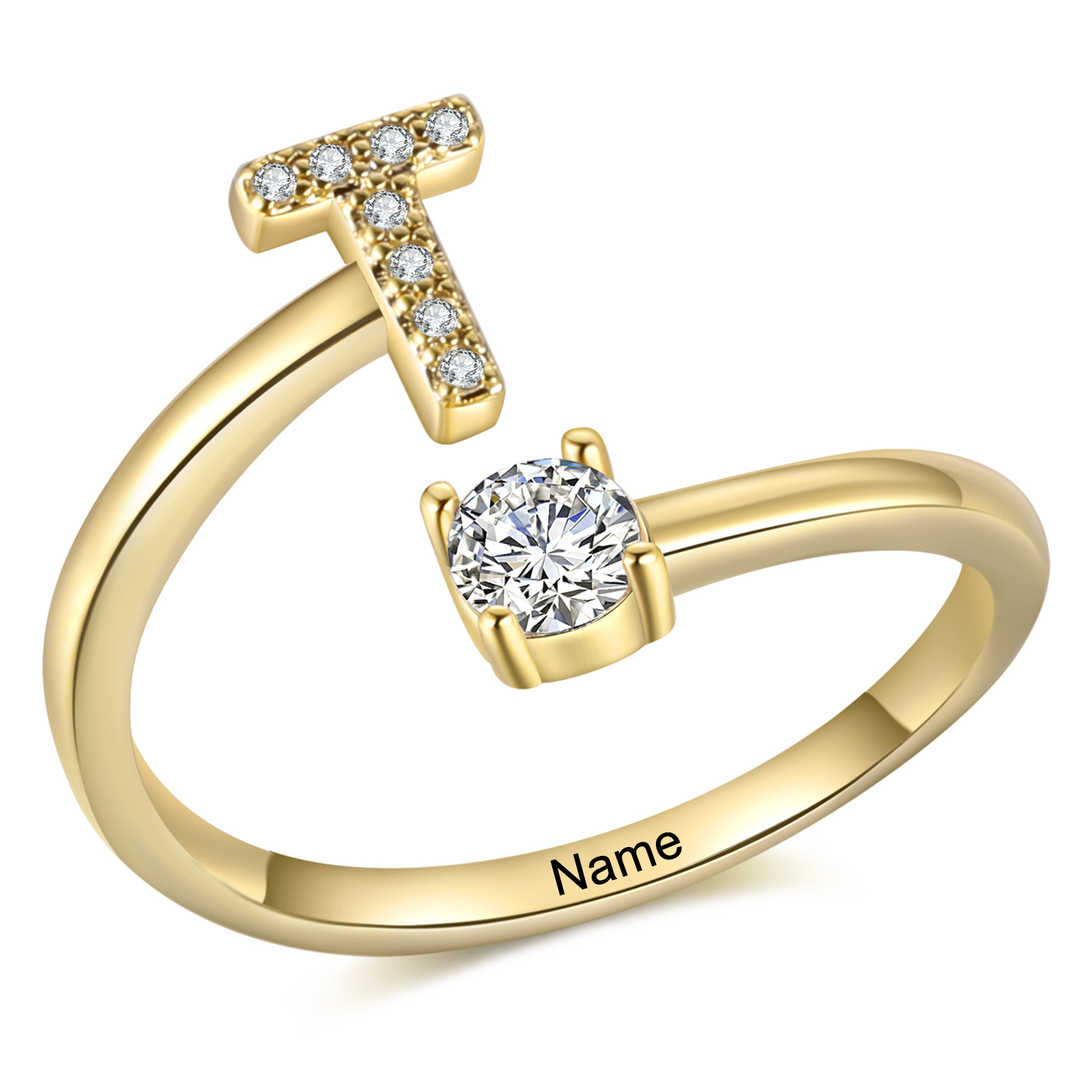 Personalised Initial & Name Open Ring Elegant Custom Gift for Her-Jessemade AU
