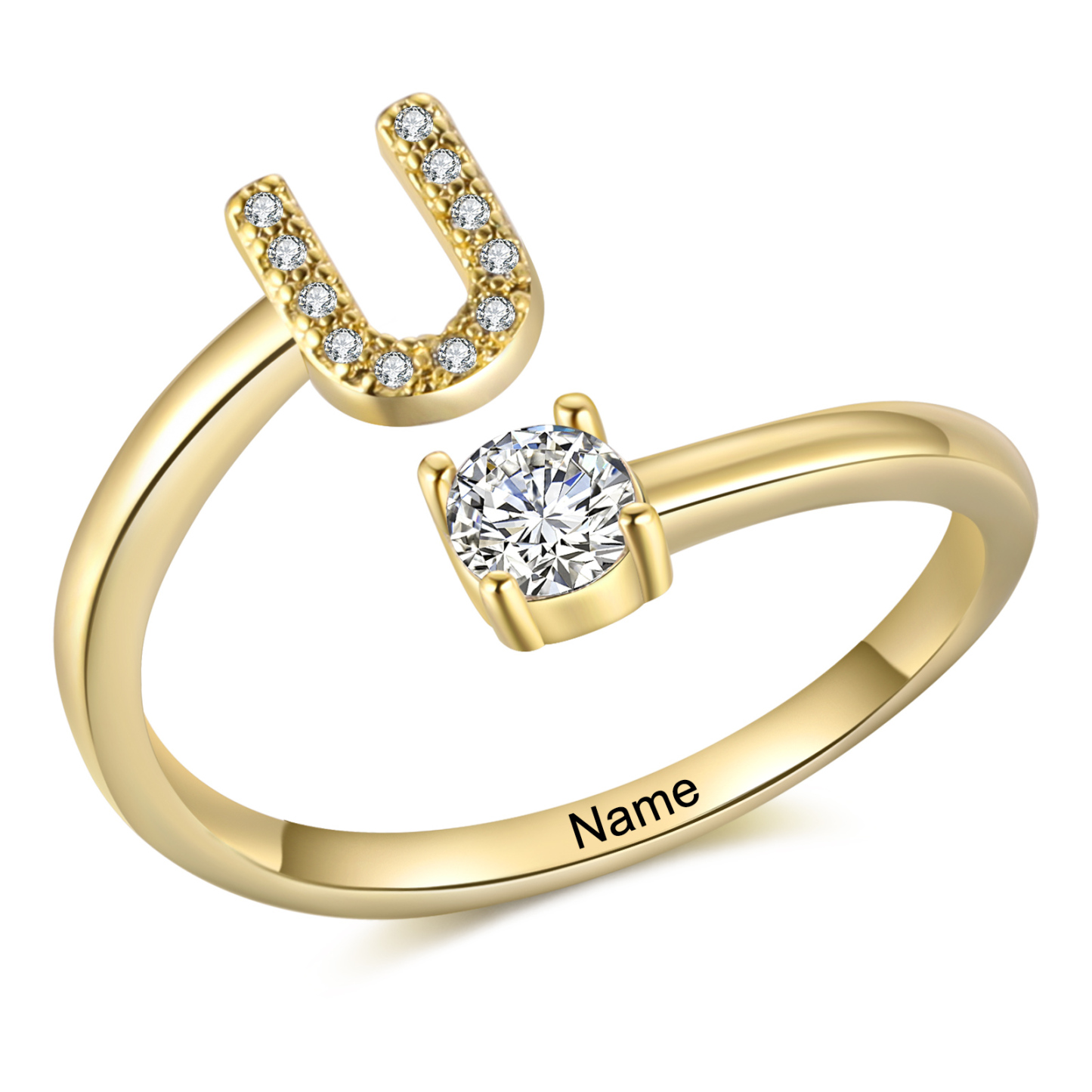 Personalised Initial & Name Open Ring Elegant Custom Gift for Her-Jessemade AU