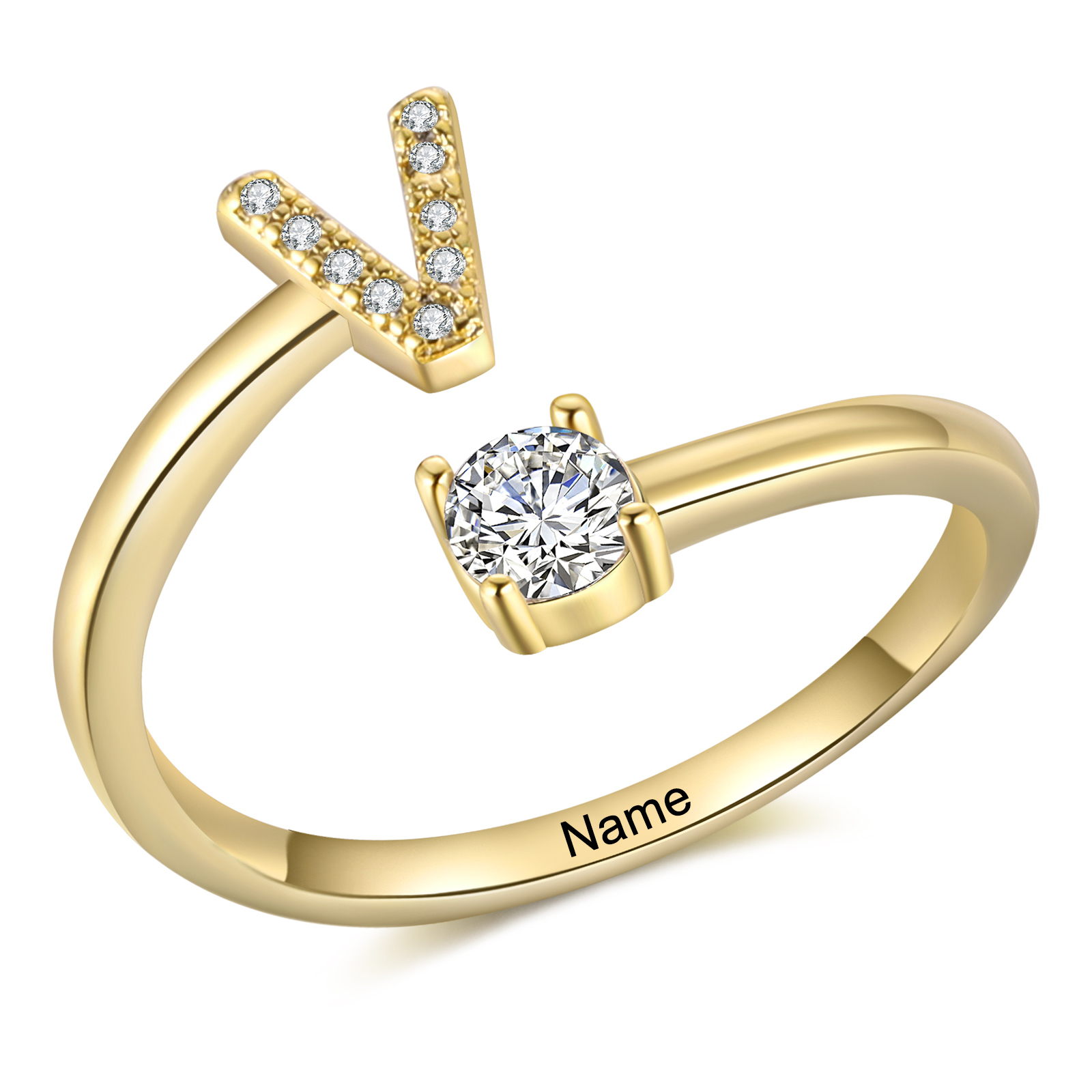 Personalised Initial & Name Open Ring Elegant Custom Gift for Her-Jessemade AU