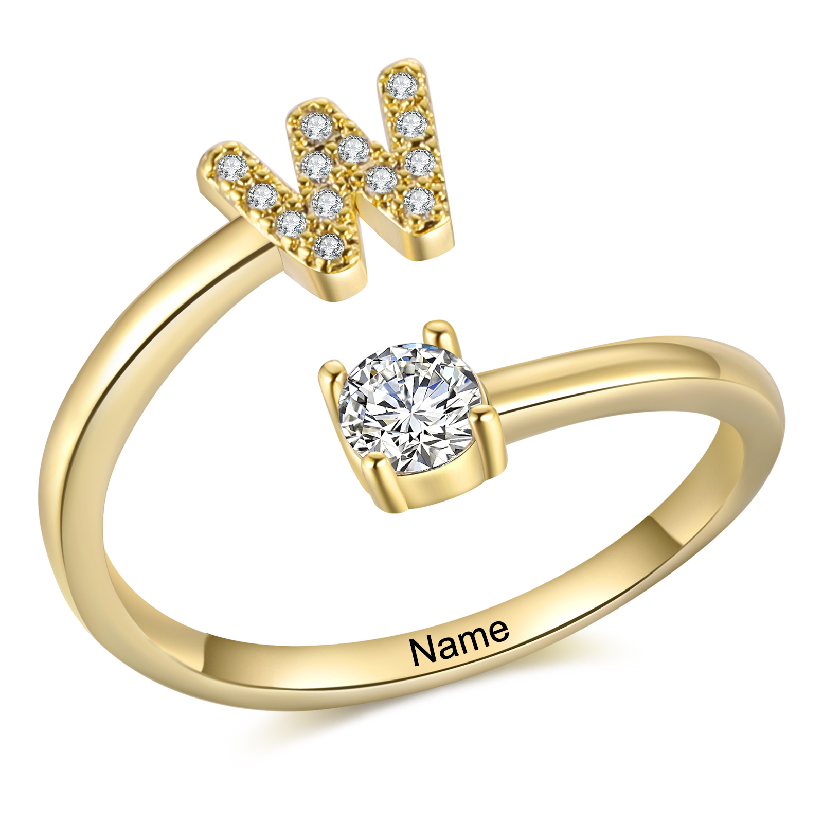 Personalised Initial & Name Open Ring Elegant Custom Gift for Her-Jessemade AU