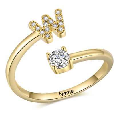 Personalised Initial & Name Open Ring Elegant Custom Gift for Her-Jessemade AU
