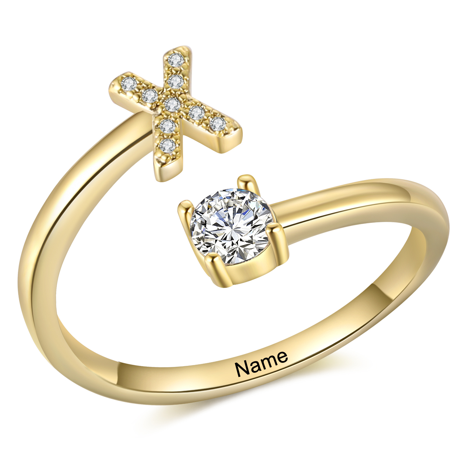 Personalised Initial & Name Open Ring Elegant Custom Gift for Her-Jessemade AU