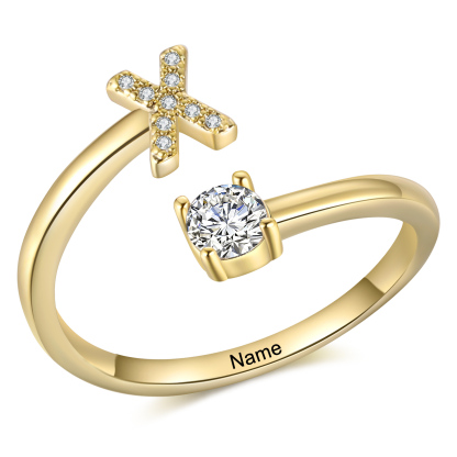 Personalised Initial & Name Open Ring Elegant Custom Gift for Her-Jessemade AU