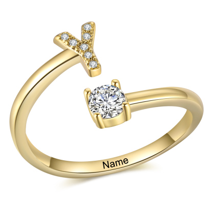 Personalised Initial & Name Open Ring Elegant Custom Gift for Her-Jessemade AU