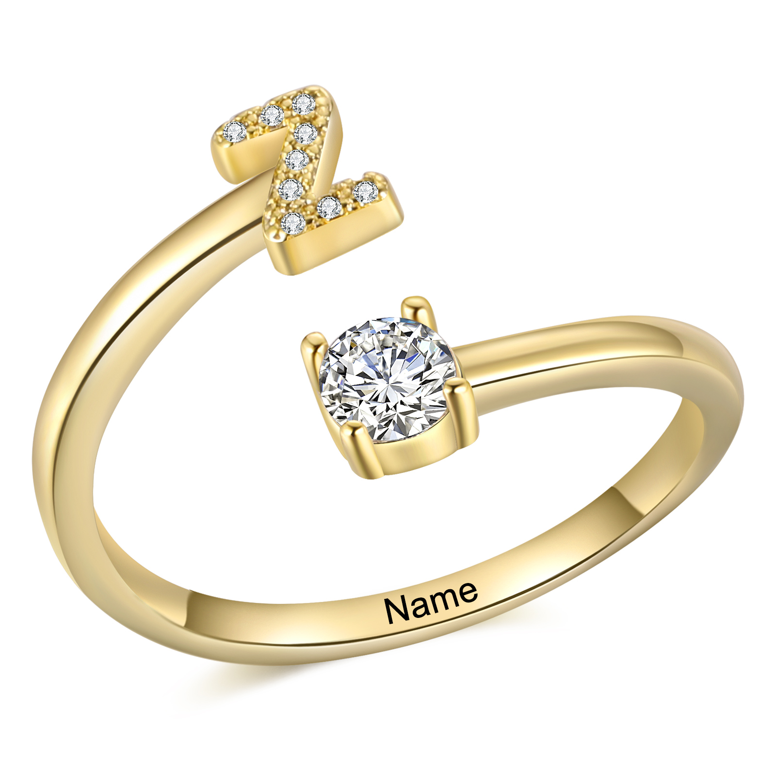 Personalised Initial & Name Open Ring Elegant Custom Gift for Her-Jessemade AU