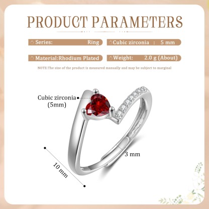 Personalised Open Ring with Custom Birthstone Elegant Valentines Day Gift for Her