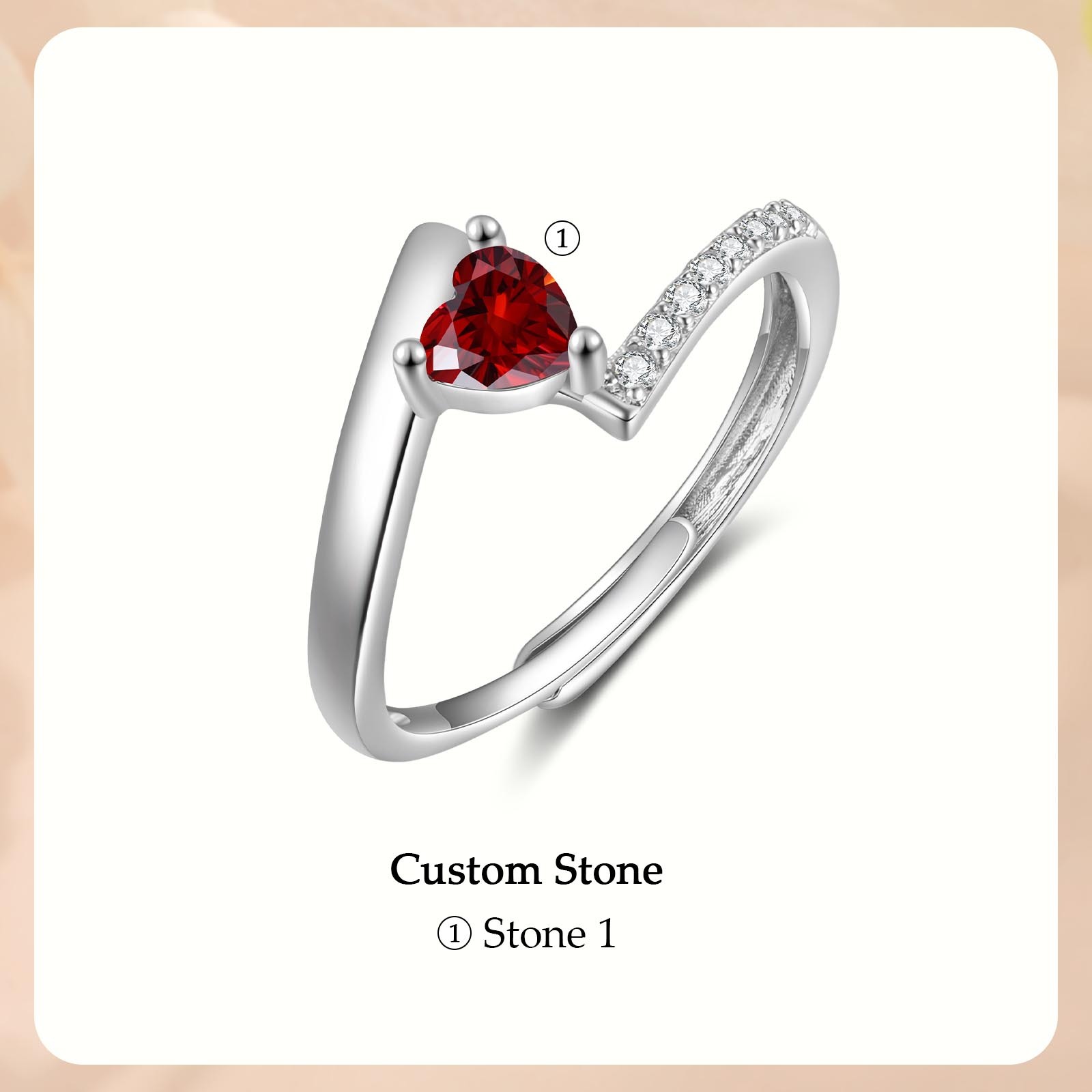 Personalised Open Ring with Custom Birthstone Elegant Valentines Day Gift for Her