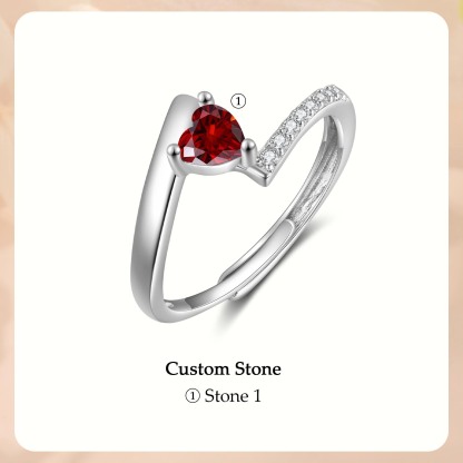 Personalised Open Ring with Custom Birthstone Elegant Valentines Day Gift for Her