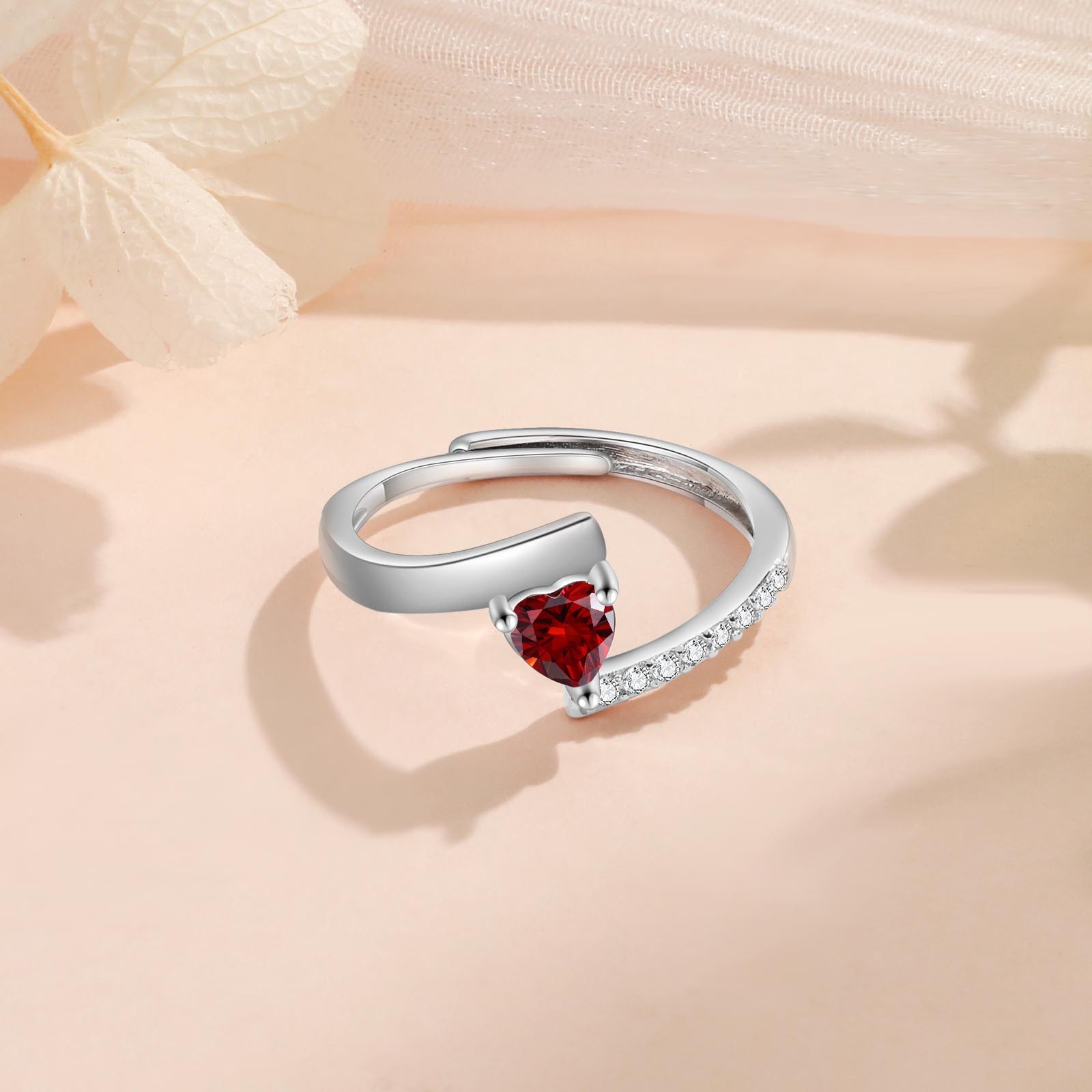Personalised Open Ring with Custom Birthstone Elegant Valentines Day Gift for Her