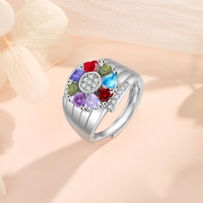 Personalised Open Ring with Custom 8 Birthstones Elegant Valentines Day Gift for Her