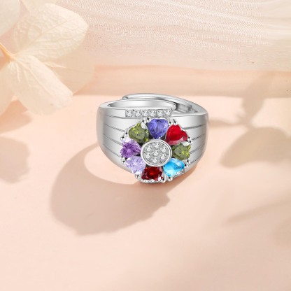 Personalised Open Ring with Custom 8 Birthstones Elegant Valentines Day Gift for Her