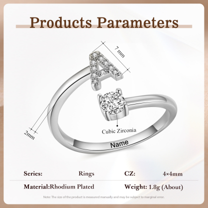 Personalised Open Ring Customised 1 Name and 1 Initial Gift for Her