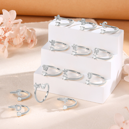 Personalised Open Ring Customised 1 Name and 1 Initial Gift for Her