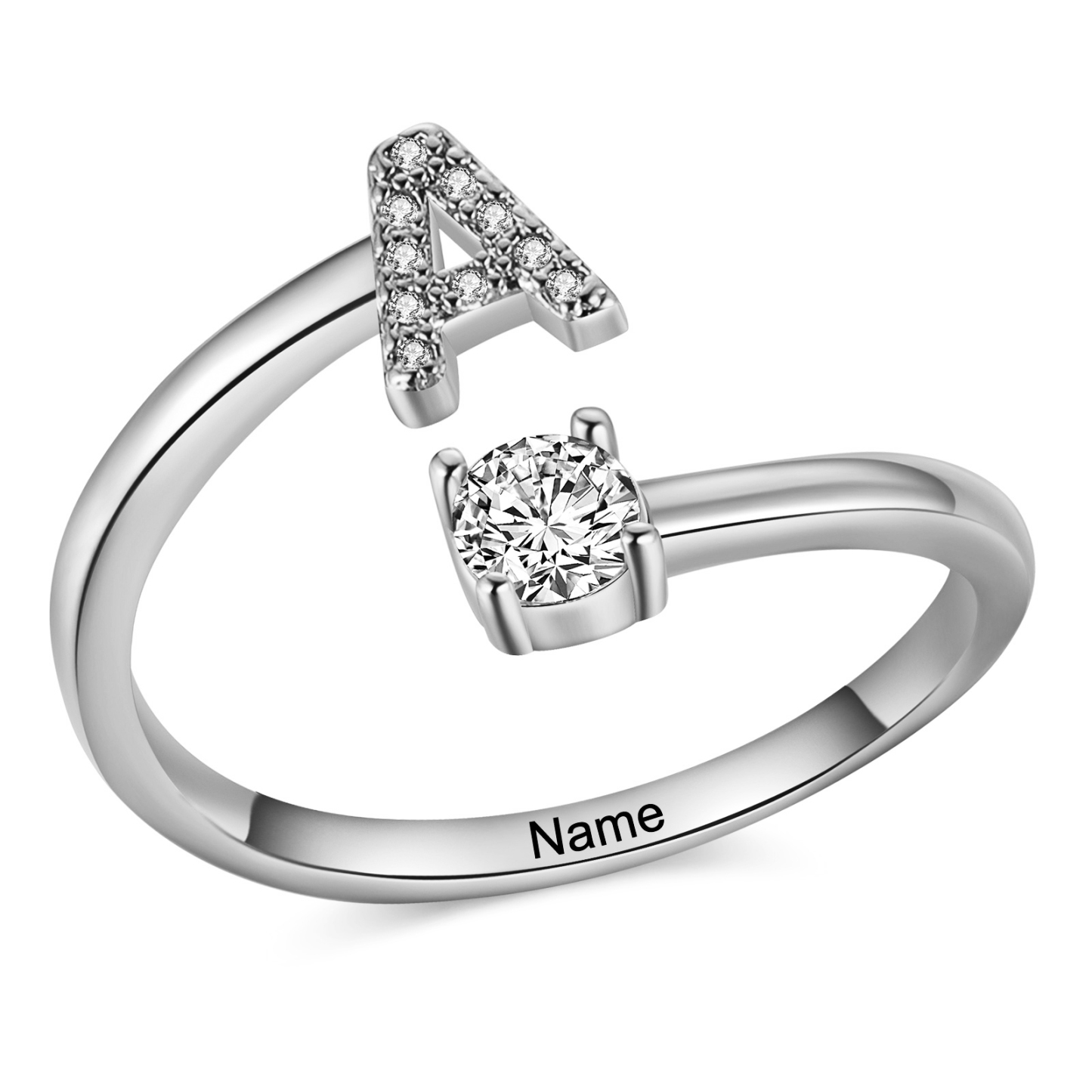 Personalised Open Ring Customised 1 Name and 1 Initial Gift for Her