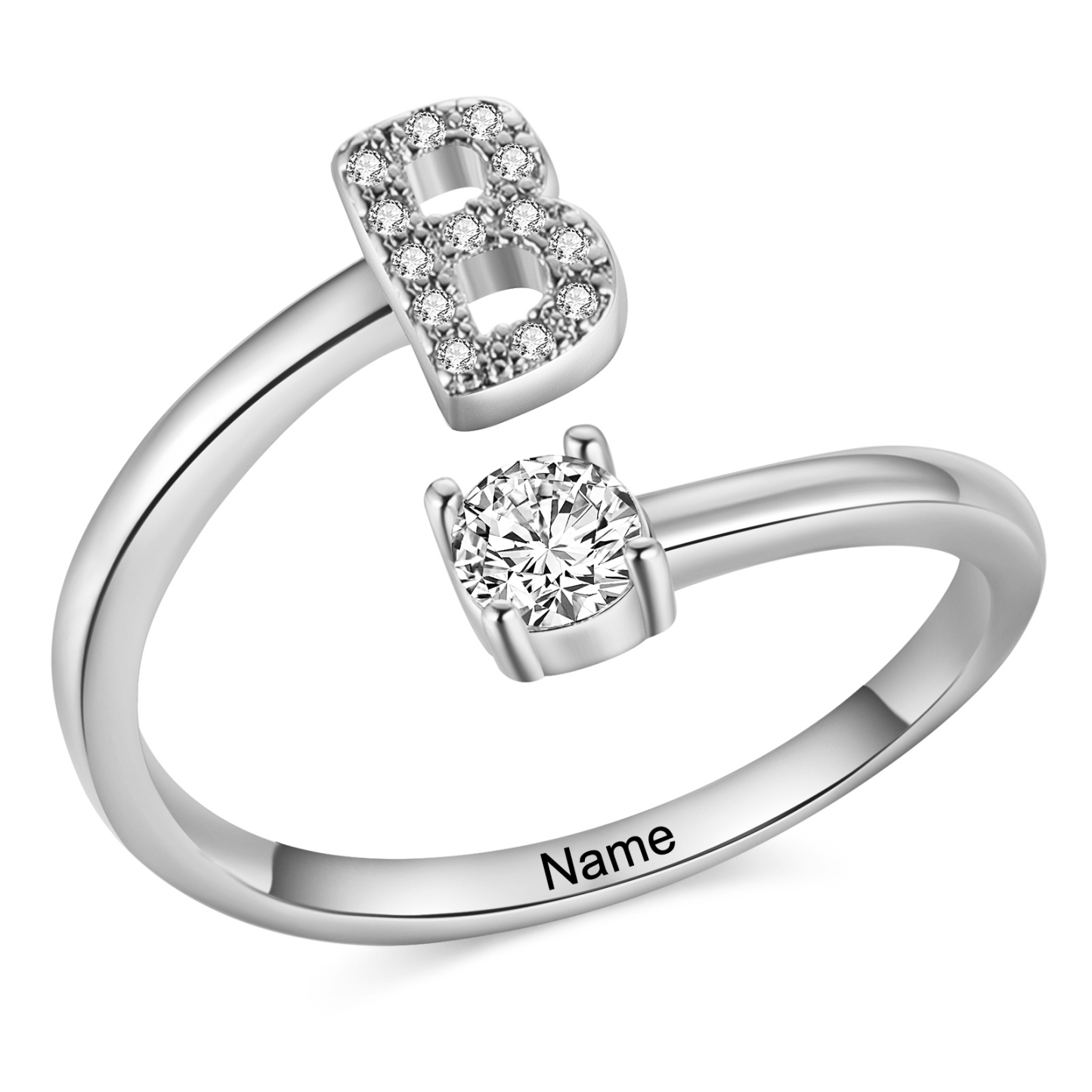 Personalised Open Ring Customised 1 Name and 1 Initial Gift for Her