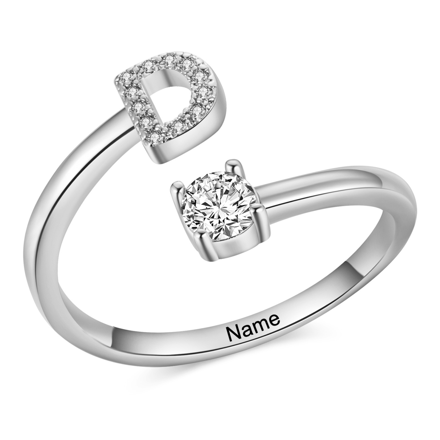 Personalised Open Ring Customised 1 Name and 1 Initial Gift for Her