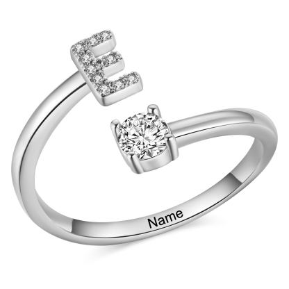 Personalised Open Ring Customised 1 Name and 1 Initial Gift for Her
