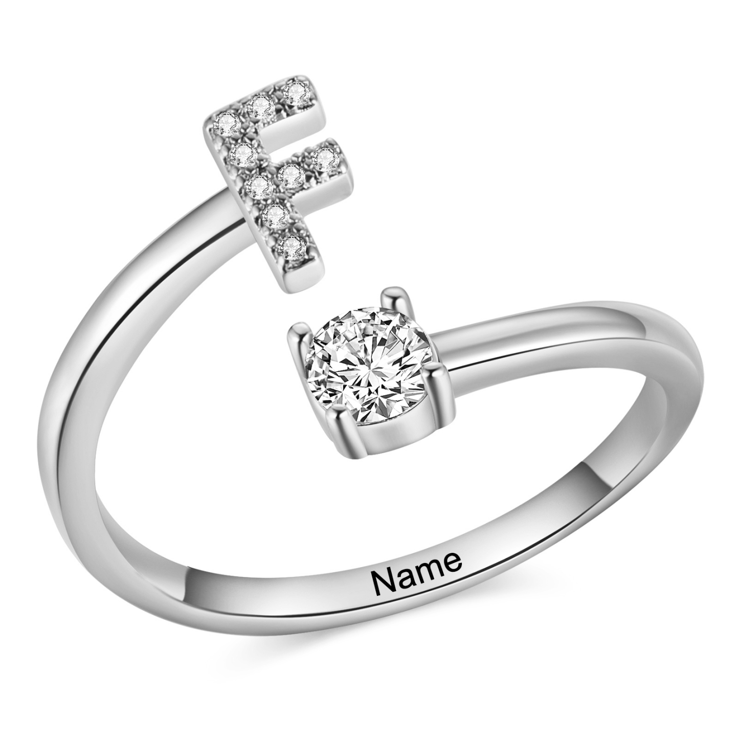 Personalised Open Ring Customised 1 Name and 1 Initial Gift for Her