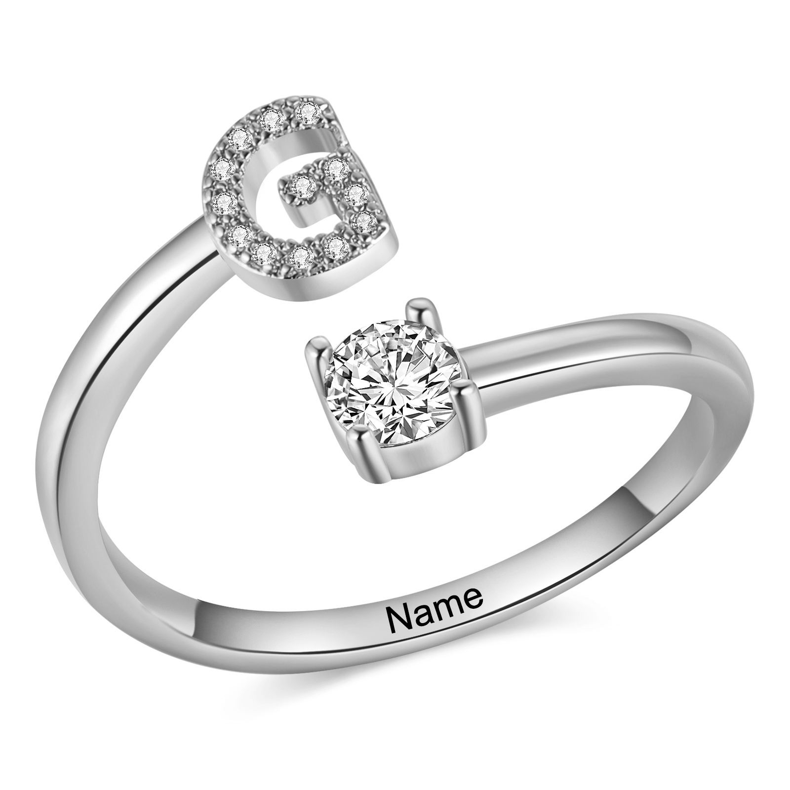 Personalised Open Ring Customised 1 Name and 1 Initial Gift for Her