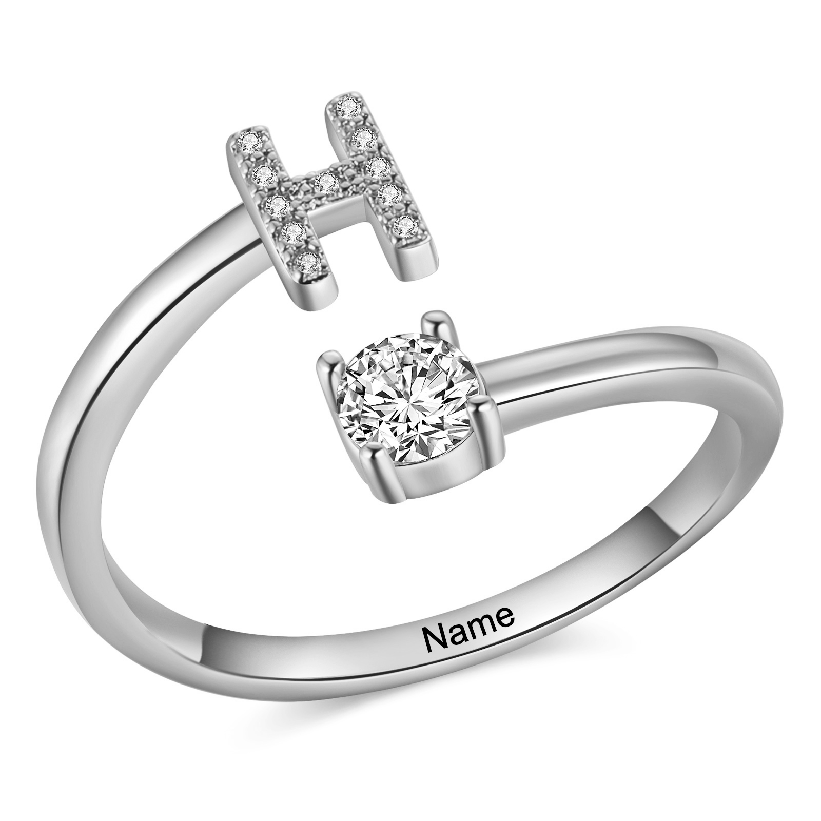 Personalised Open Ring Customised 1 Name and 1 Initial Gift for Her