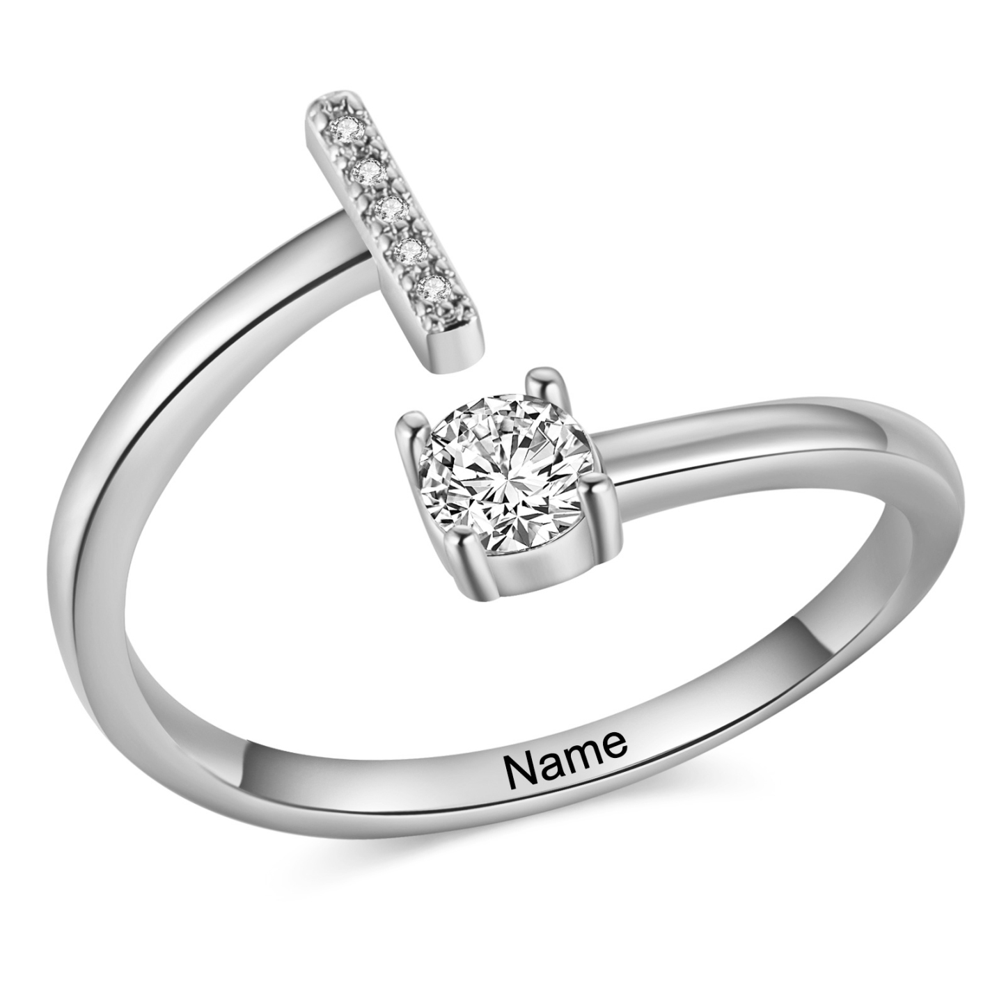 Personalised Open Ring Customised 1 Name and 1 Initial Gift for Her