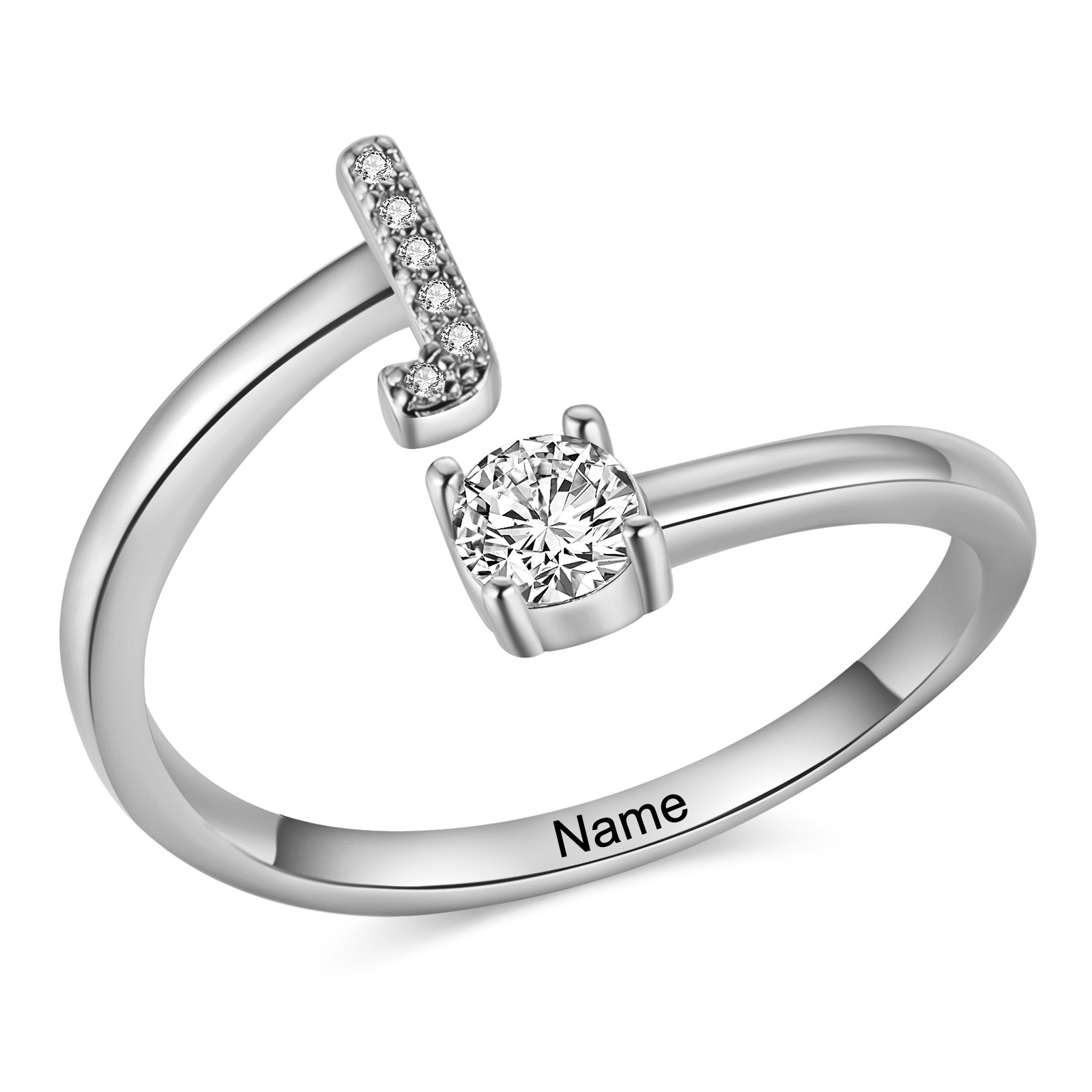 Personalised Open Ring Customised 1 Name and 1 Initial Gift for Her