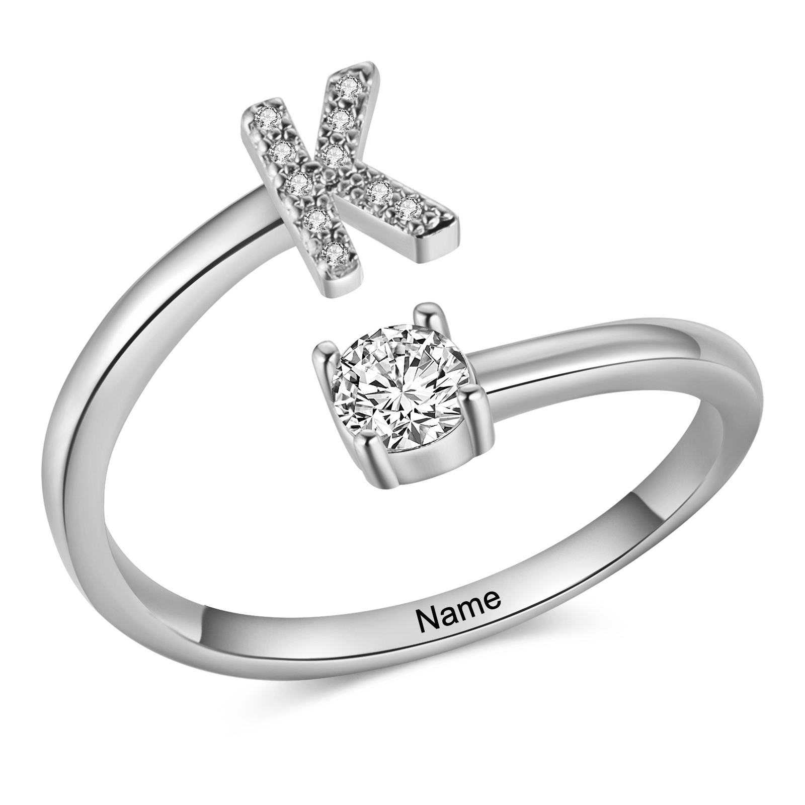 Personalised Open Ring Customised 1 Name and 1 Initial Gift for Her