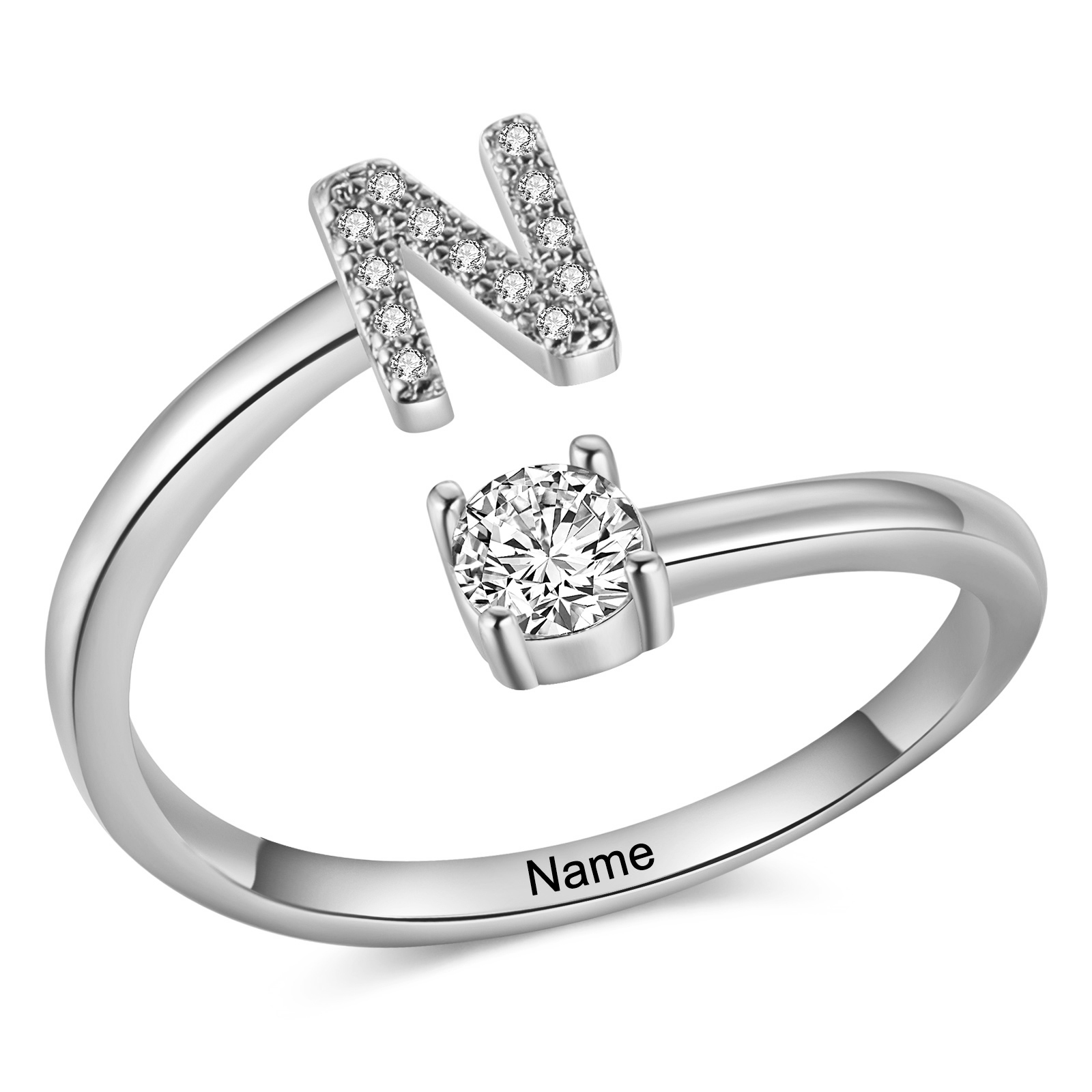 Personalised Open Ring Customised 1 Name and 1 Initial Gift for Her