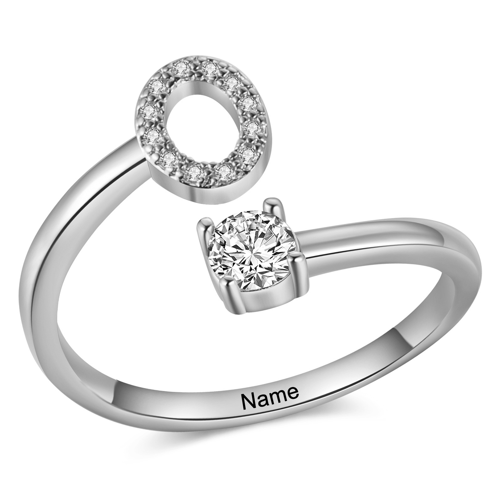 Personalised Open Ring Customised 1 Name and 1 Initial Gift for Her