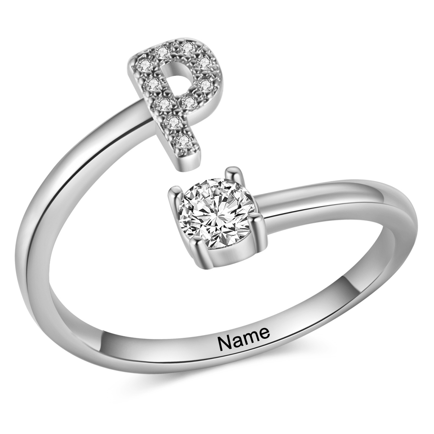 Personalised Open Ring Customised 1 Name and 1 Initial Gift for Her