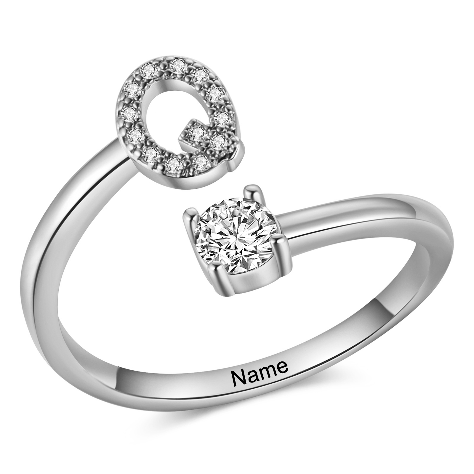 Personalised Open Ring Customised 1 Name and 1 Initial Gift for Her