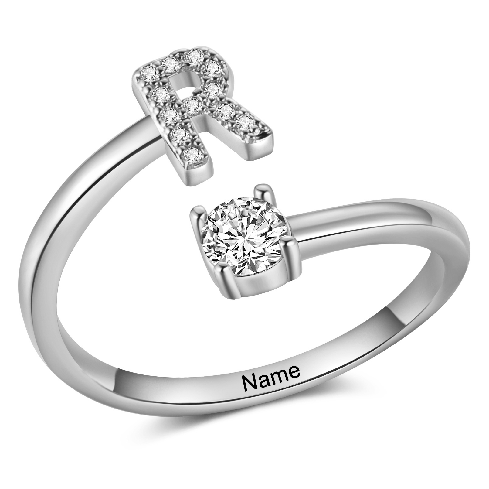 Personalised Open Ring Customised 1 Name and 1 Initial Gift for Her