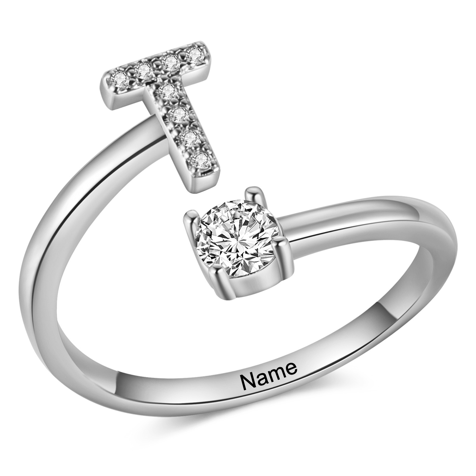 Personalised Open Ring Customised 1 Name and 1 Initial Gift for Her
