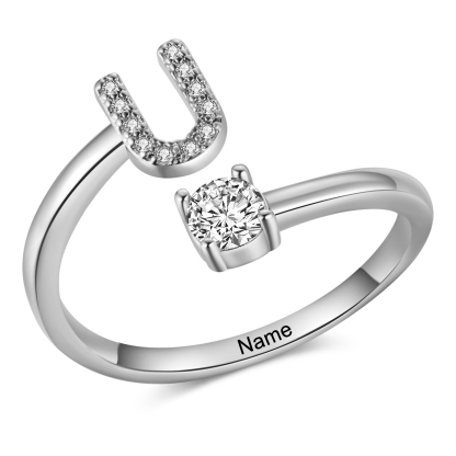 Personalised Open Ring Customised 1 Name and 1 Initial Gift for Her