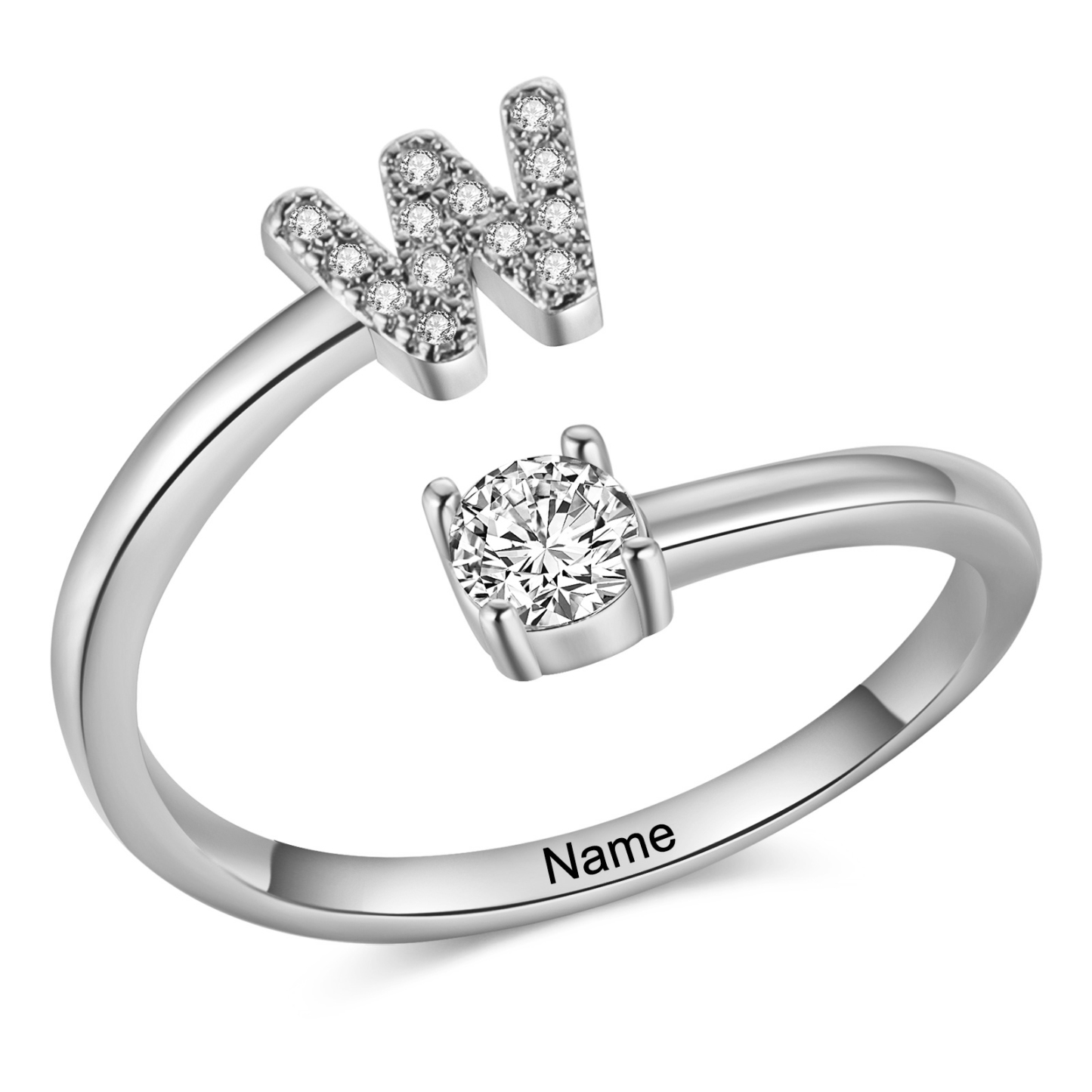 Personalised Open Ring Customised 1 Name and 1 Initial Gift for Her